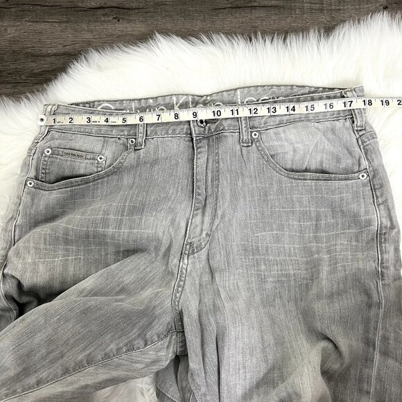 Calvin Klein Mens 36 Gray Distressed Faded Relaxed Straight Jeans Denim - Picture 10 of 13